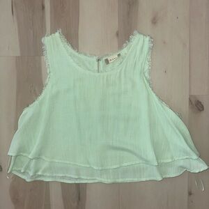 Altar'd State Light Green Frayed Crop Tank Top